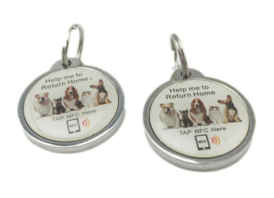 NFC Animal ID Tags NTAG213 NTAG215 Key Ring UV CMYK NXP RFID For Pets
